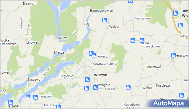 mapa Kownaty gmina Wilczyn, Kownaty gmina Wilczyn na mapie Targeo