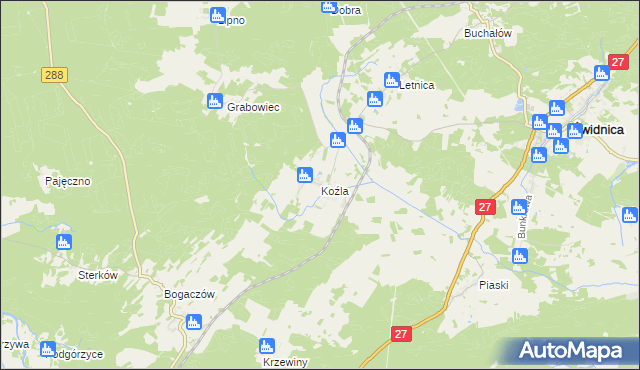 mapa Koźla, Koźla na mapie Targeo