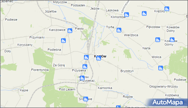 mapa Kozłów powiat miechowski, Kozłów powiat miechowski na mapie Targeo