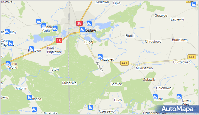 mapa Kozubiec gmina Miłosław, Kozubiec gmina Miłosław na mapie Targeo