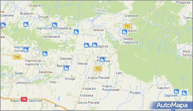 mapa Krajno Pierwsze, Krajno Pierwsze na mapie Targeo