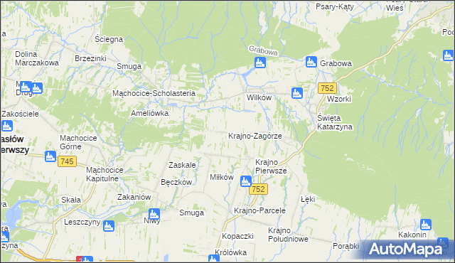 mapa Krajno-Zagórze, Krajno-Zagórze na mapie Targeo