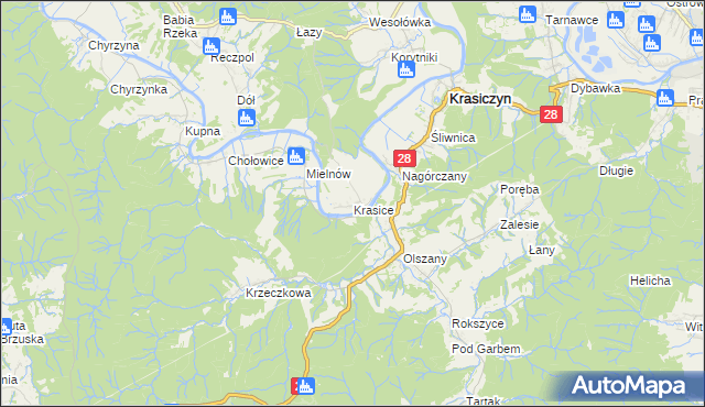 mapa Krasice gmina Krasiczyn, Krasice gmina Krasiczyn na mapie Targeo