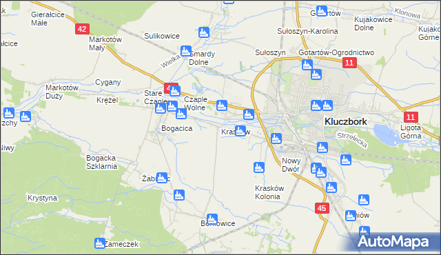 mapa Krasków gmina Kluczbork, Krasków gmina Kluczbork na mapie Targeo