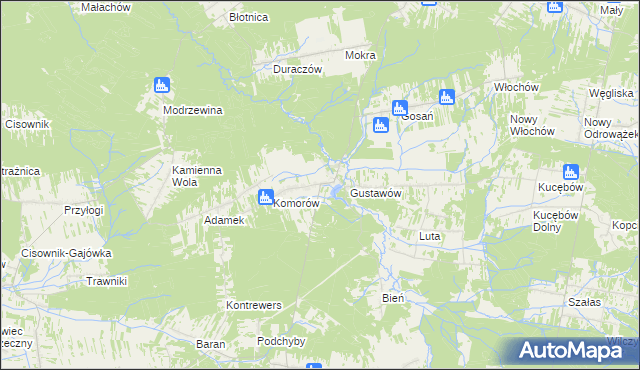 mapa Krasna gmina Stąporków, Krasna gmina Stąporków na mapie Targeo