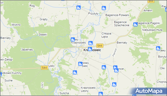 mapa Krasnosielc, Krasnosielc na mapie Targeo