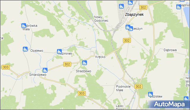 mapa Kręcko, Kręcko na mapie Targeo