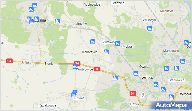 mapa Krępice gmina Miękinia, Krępice gmina Miękinia na mapie Targeo
