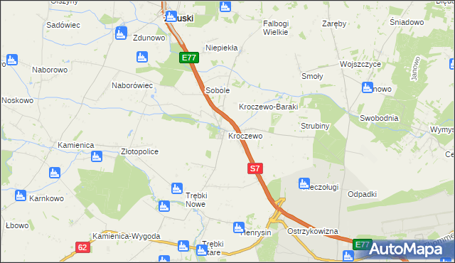 mapa Kroczewo, Kroczewo na mapie Targeo