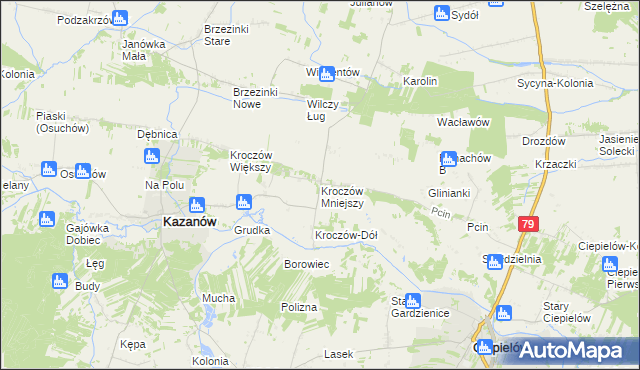 mapa Kroczów Mniejszy, Kroczów Mniejszy na mapie Targeo