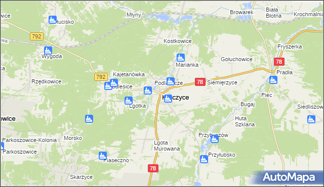 mapa Kroczyce, Kroczyce na mapie Targeo
