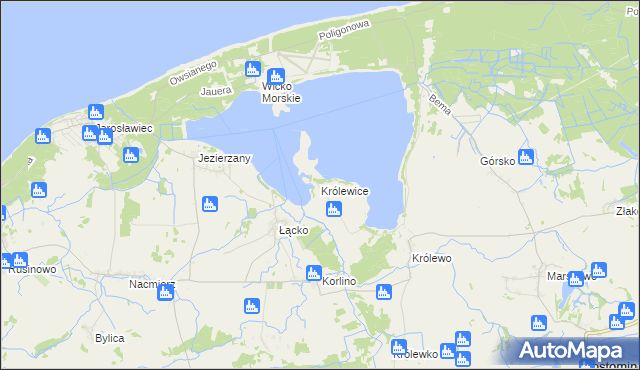 mapa Królewice gmina Postomino, Królewice gmina Postomino na mapie Targeo