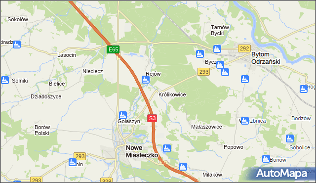 mapa Królikowice gmina Bytom Odrzański, Królikowice gmina Bytom Odrzański na mapie Targeo
