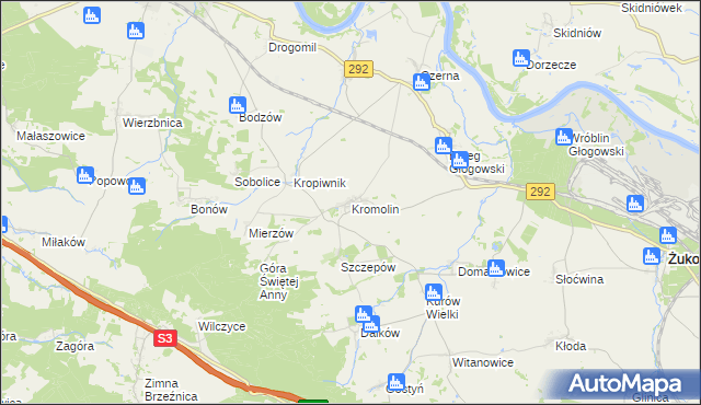 mapa Kromolin, Kromolin na mapie Targeo