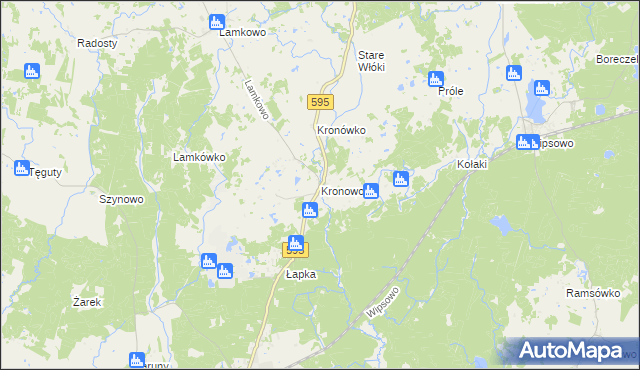 mapa Kronowo gmina Barczewo, Kronowo gmina Barczewo na mapie Targeo