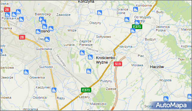 mapa Krościenko Wyżne, Krościenko Wyżne na mapie Targeo