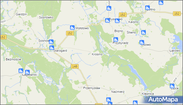 mapa Krosino gmina Resko, Krosino gmina Resko na mapie Targeo