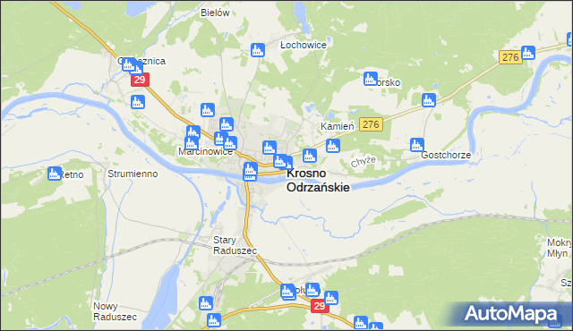 mapa Krosno Odrzańskie, Krosno Odrzańskie na mapie Targeo