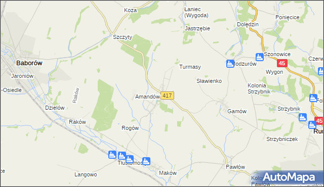 mapa Krowiarki, Krowiarki na mapie Targeo