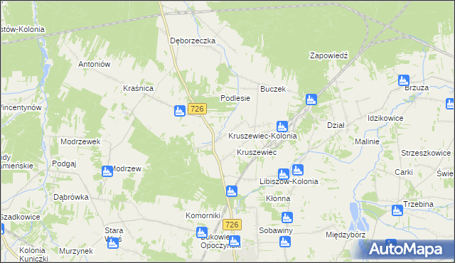 mapa Kruszewiec-Kolonia, Kruszewiec-Kolonia na mapie Targeo