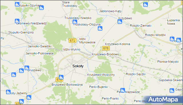 mapa Kruszewo-Brodowo, Kruszewo-Brodowo na mapie Targeo