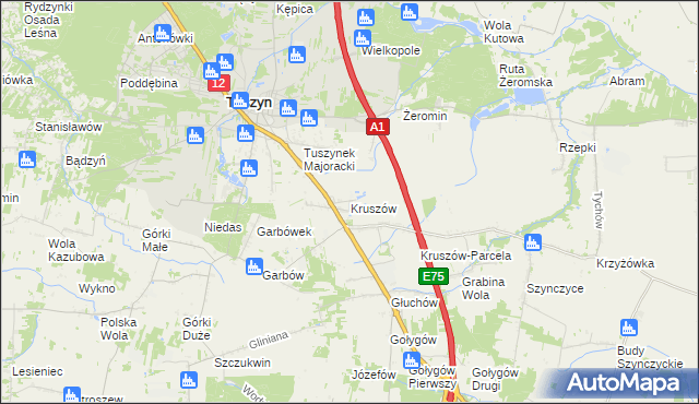 mapa Kruszów, Kruszów na mapie Targeo