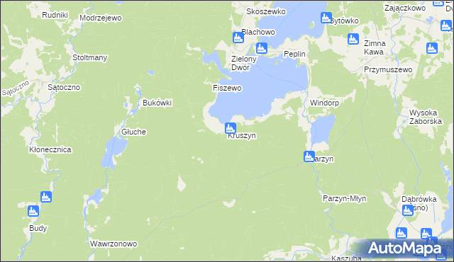 mapa Kruszyn gmina Brusy, Kruszyn gmina Brusy na mapie Targeo