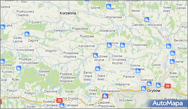 mapa Krużlowa Wyżna, Krużlowa Wyżna na mapie Targeo