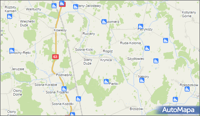 mapa Krynica gmina Suchożebry, Krynica gmina Suchożebry na mapie Targeo