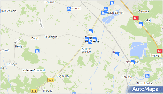 mapa Krypno Wielkie, Krypno Wielkie na mapie Targeo