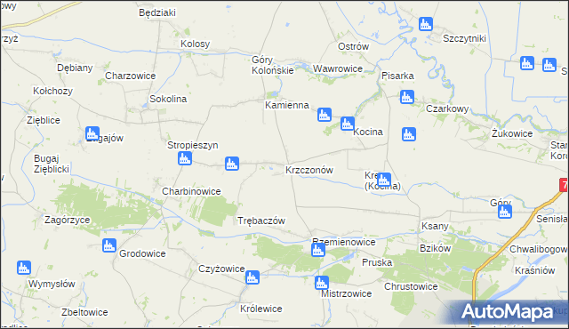 mapa Krzczonów gmina Opatowiec, Krzczonów gmina Opatowiec na mapie Targeo