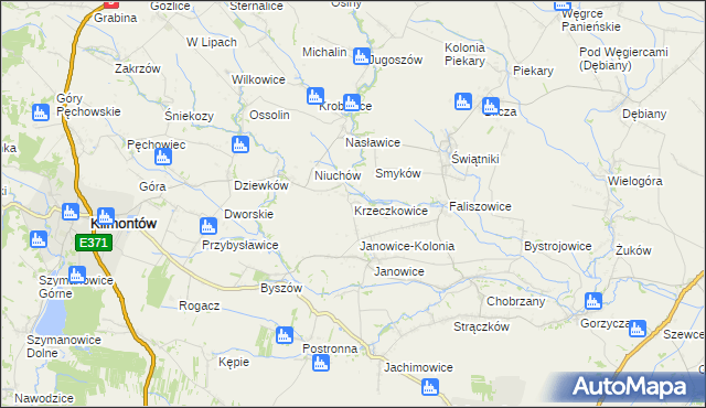 mapa Krzeczkowice, Krzeczkowice na mapie Targeo