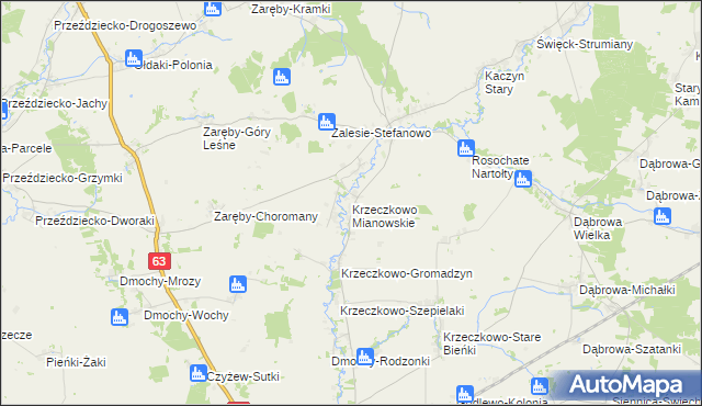 mapa Krzeczkowo Mianowskie, Krzeczkowo Mianowskie na mapie Targeo
