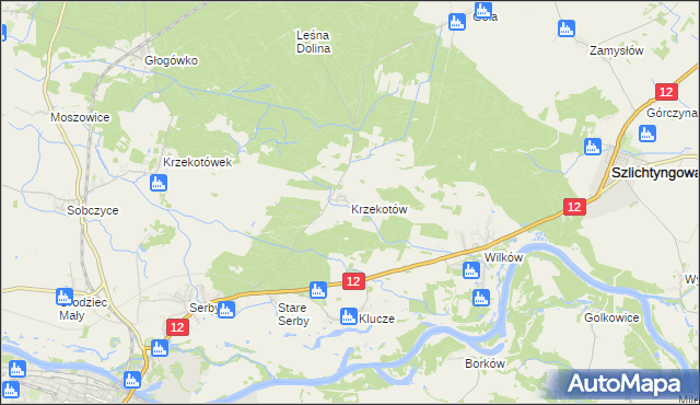 mapa Krzekotów, Krzekotów na mapie Targeo