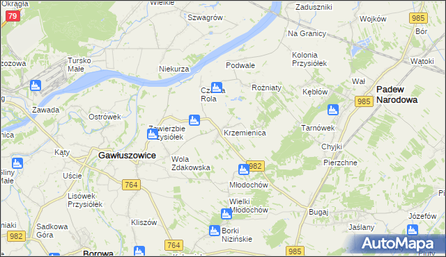 mapa Krzemienica gmina Gawłuszowice, Krzemienica gmina Gawłuszowice na mapie Targeo