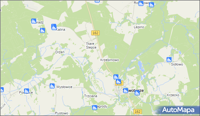 mapa Krzesimowo, Krzesimowo na mapie Targeo