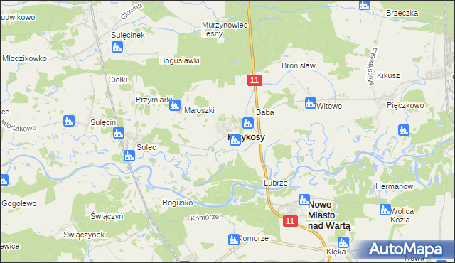 mapa Krzykosy powiat średzki, Krzykosy powiat średzki na mapie Targeo