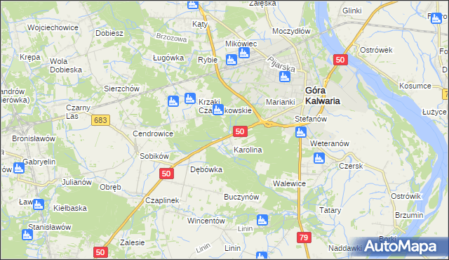 mapa Krzymów gmina Góra Kalwaria, Krzymów gmina Góra Kalwaria na mapie Targeo