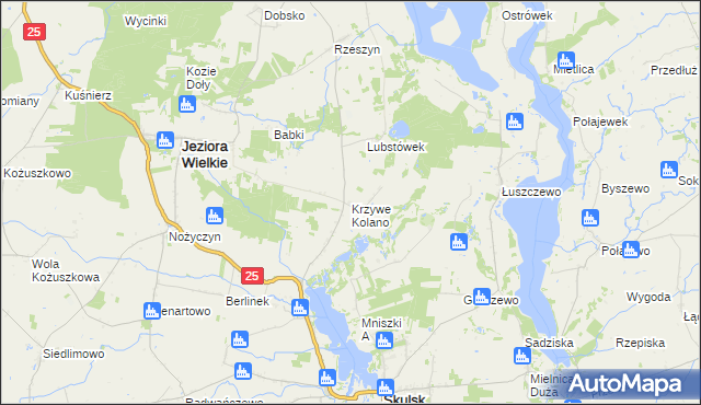 mapa Krzywe Kolano, Krzywe Kolano na mapie Targeo
