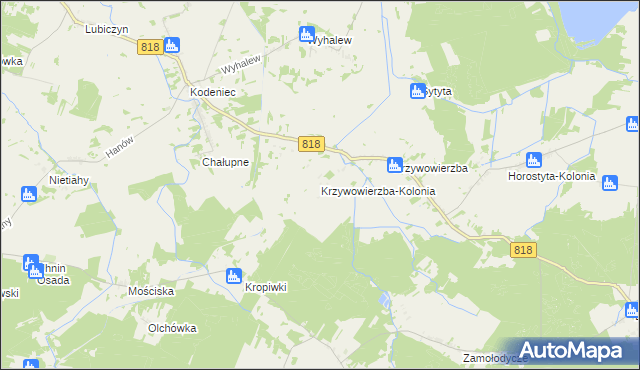 mapa Krzywowierzba-Kolonia, Krzywowierzba-Kolonia na mapie Targeo