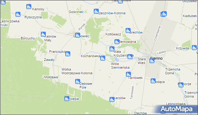 mapa Krzyżanówka, Krzyżanówka na mapie Targeo