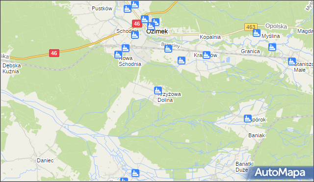 mapa Krzyżowa Dolina, Krzyżowa Dolina na mapie Targeo
