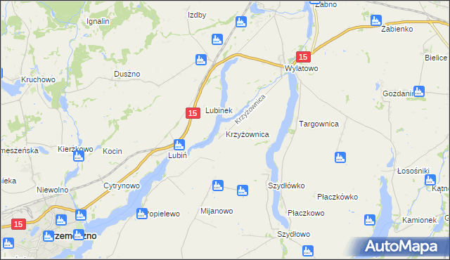 mapa Krzyżownica, Krzyżownica na mapie Targeo