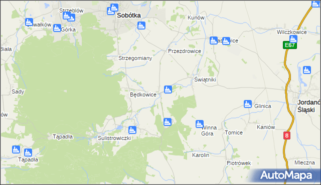 mapa Księginice Małe, Księginice Małe na mapie Targeo