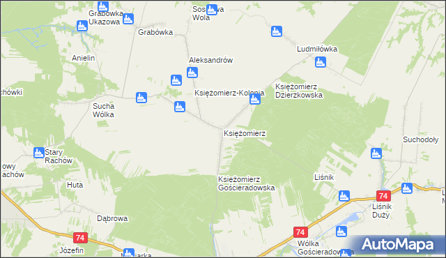mapa Księżomierz, Księżomierz na mapie Targeo