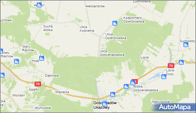 mapa Księżomierz Gościeradowska, Księżomierz Gościeradowska na mapie Targeo