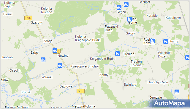 mapa Księżopole-Komory, Księżopole-Komory na mapie Targeo