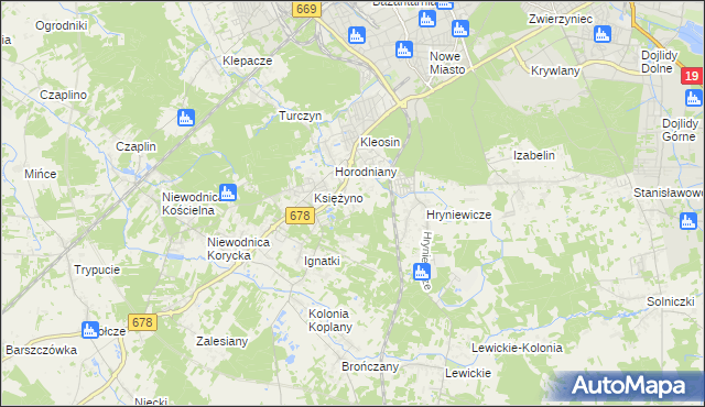 mapa Księżyno-Kolonia, Księżyno-Kolonia na mapie Targeo