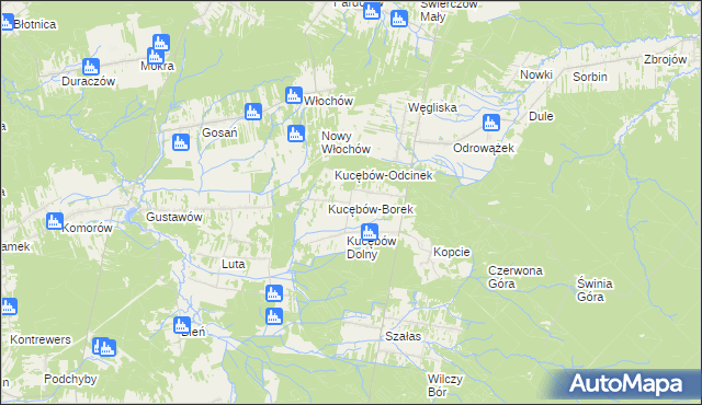 mapa Kucębów, Kucębów na mapie Targeo