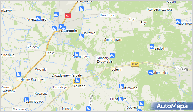 mapa Kuchary Żydowskie, Kuchary Żydowskie na mapie Targeo